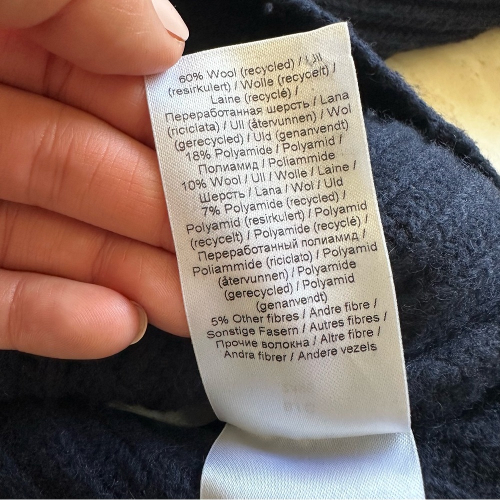 GANNI Cropped Navy Wool Blend Sweater Cardigan Size Medium - Picture 7 of 9